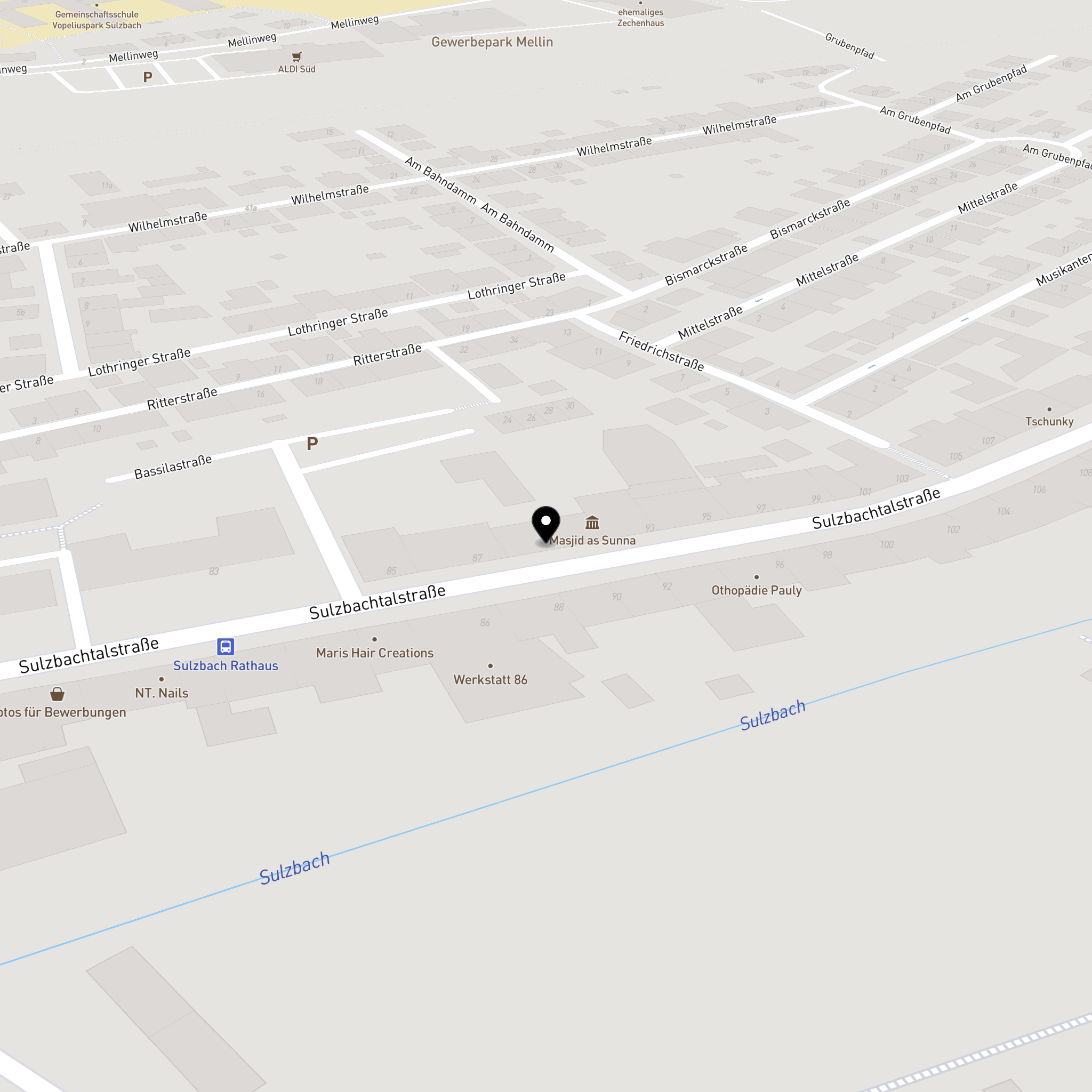 Kartenausschnitt mit dem Standort Sulzbachtalstraße 89, 66280 Sulzbach/Saar